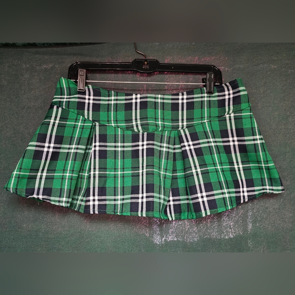 Green Plaid Mini Skirt
